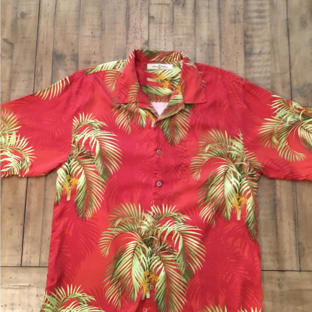 Tommy Bahama Red Palm-Print Camp Shirt